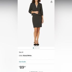 Le Suit Women's 1 Button Notch Collar Two Tone Tweed Skirt Suit